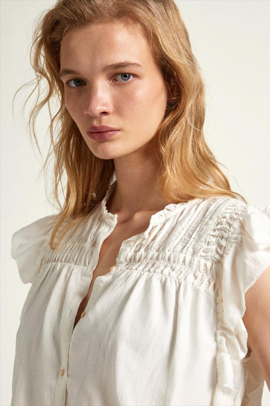 Pepe Jeans London - Witte Pleated Detail blouse