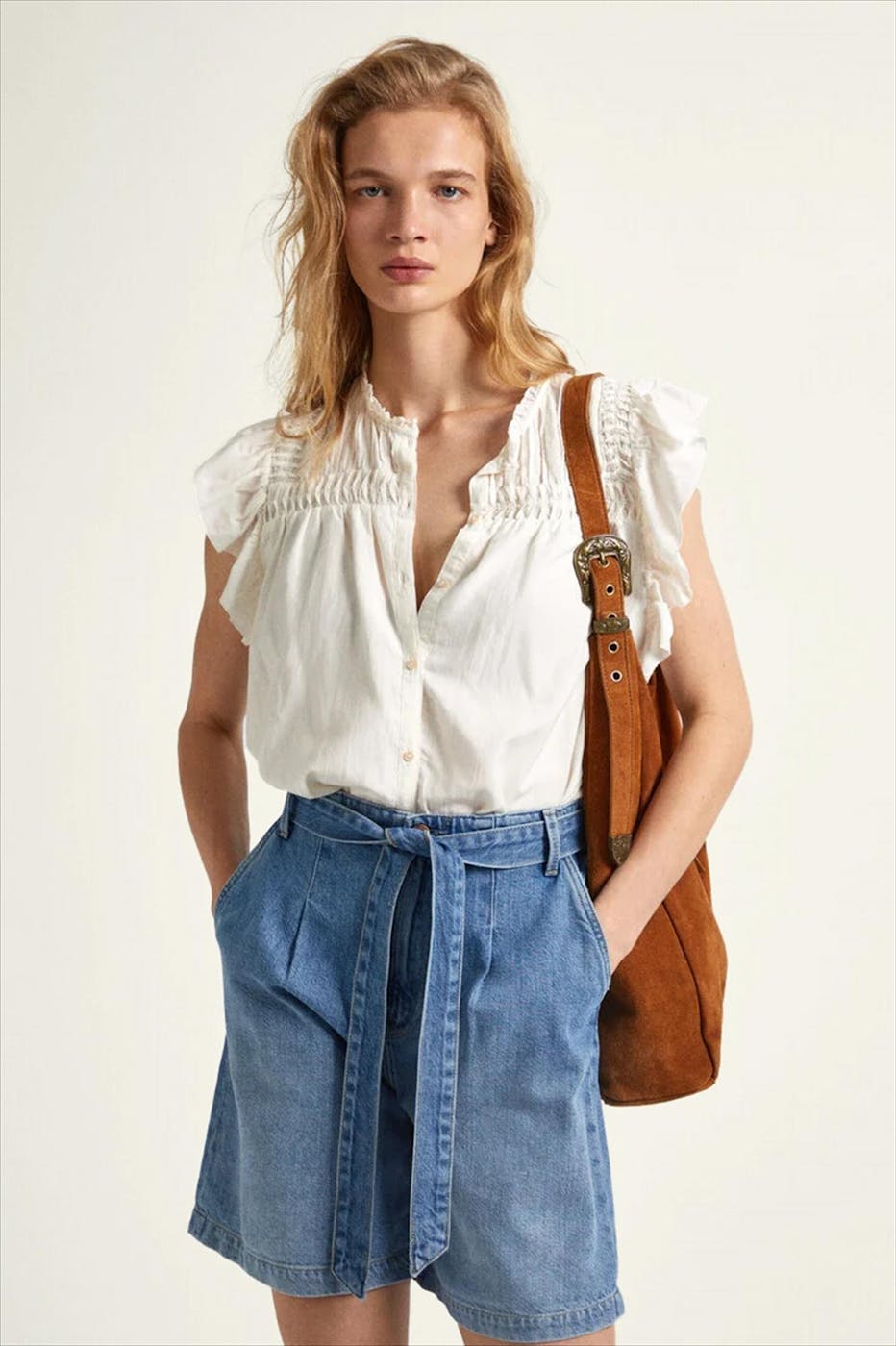 Pepe Jeans London - Witte Pleated Detail blouse