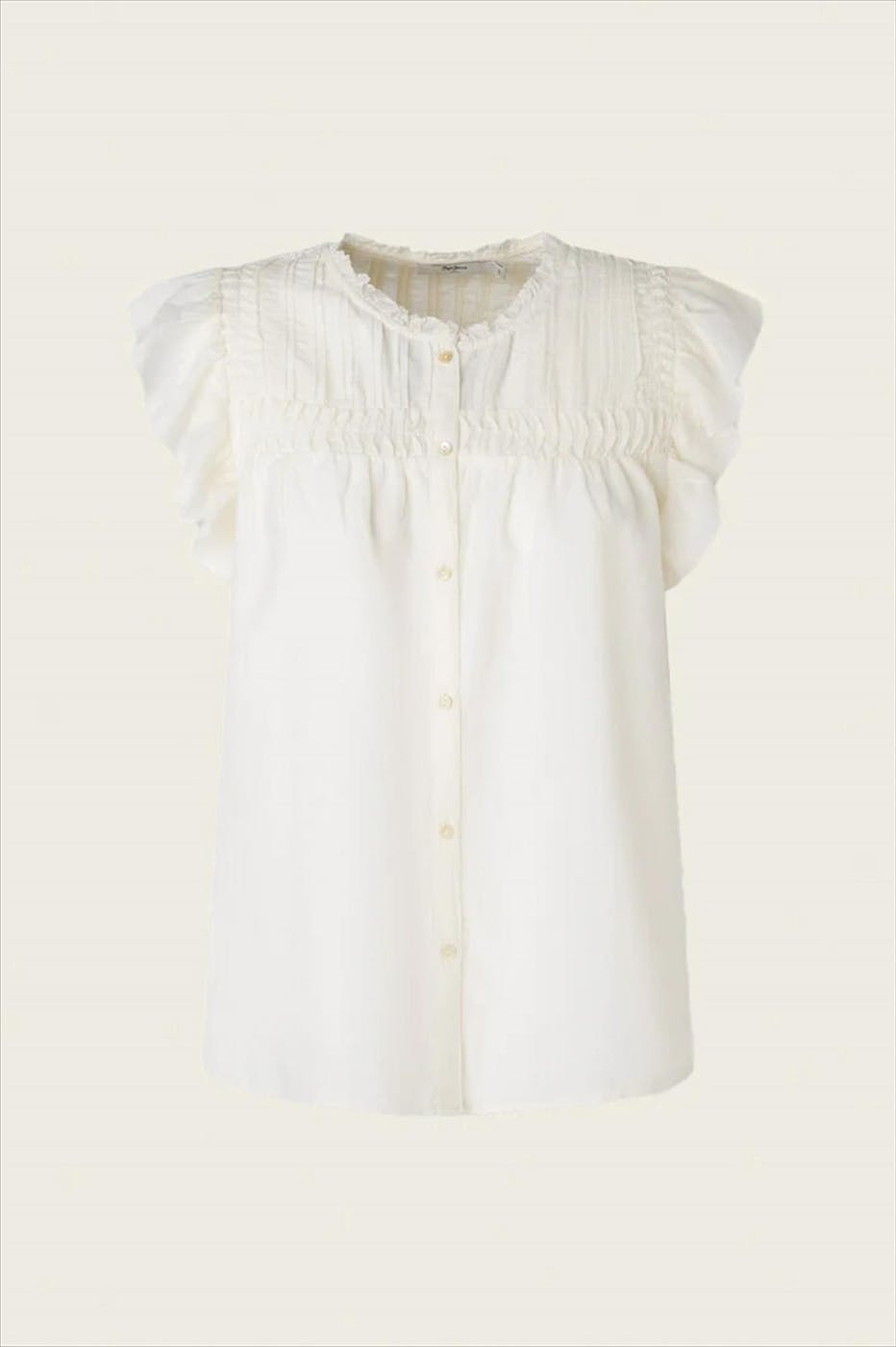 Pepe Jeans London - Witte Pleated Detail blouse