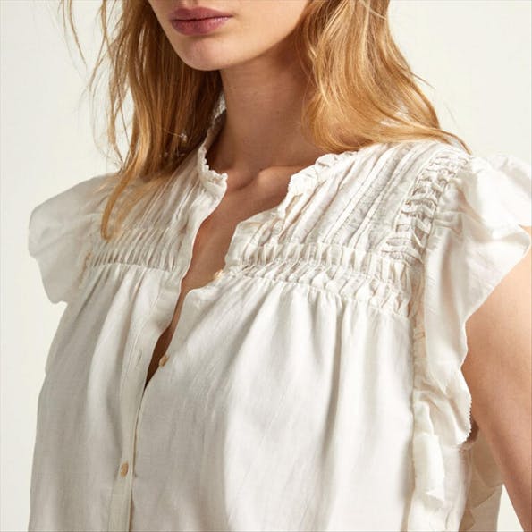 Pepe Jeans London - Witte Pleated Detail blouse
