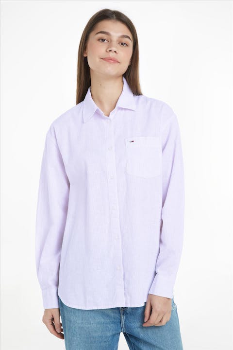 Tommy Jeans - Lila-Witte Stripe Linen blouse