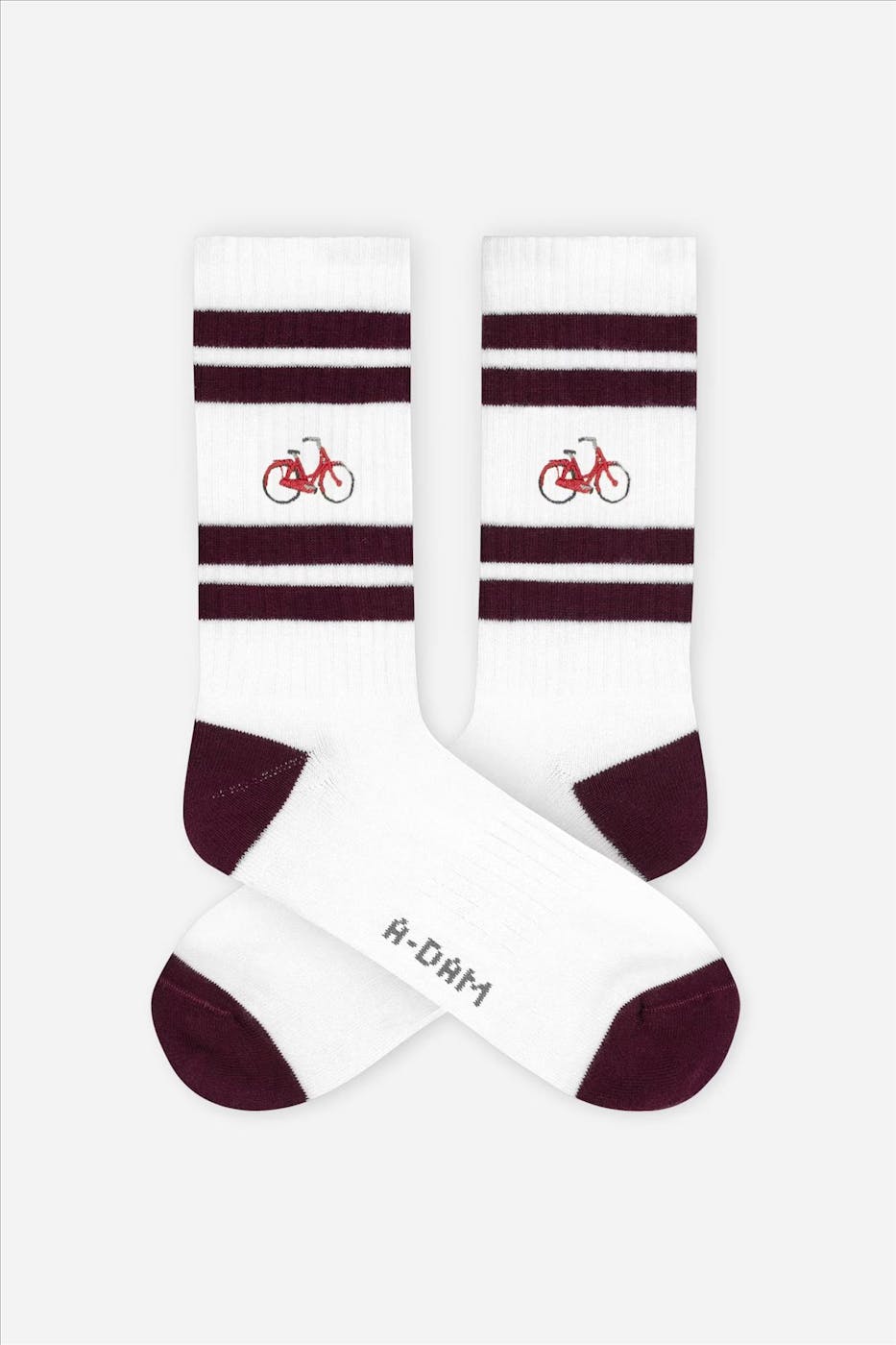 A'dam - Witte-Bordeaux Bike sokken