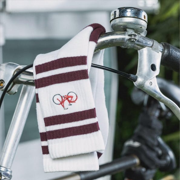 A'dam - Witte-Bordeaux Bike sokken