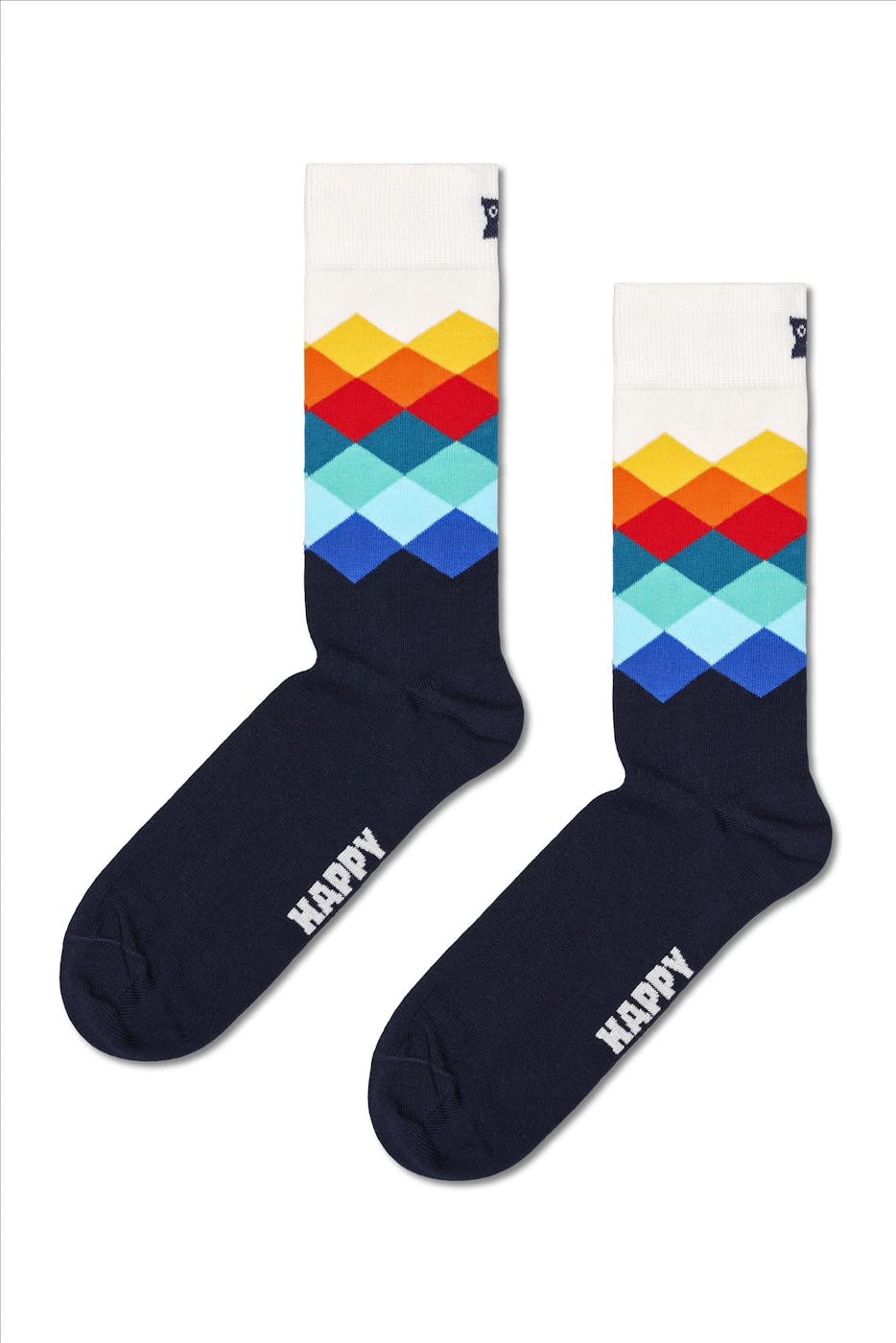 Happy Socks - Donkerbaluwe-multicolour Faded Diamond sokken, maat: 36-40