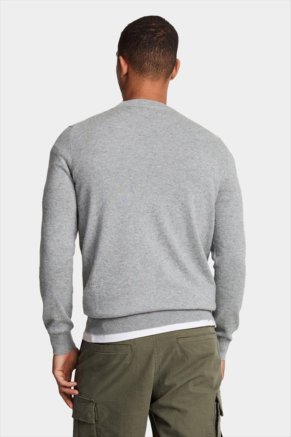 Lyle & Scott - Grijze Merino Crew Neck trui