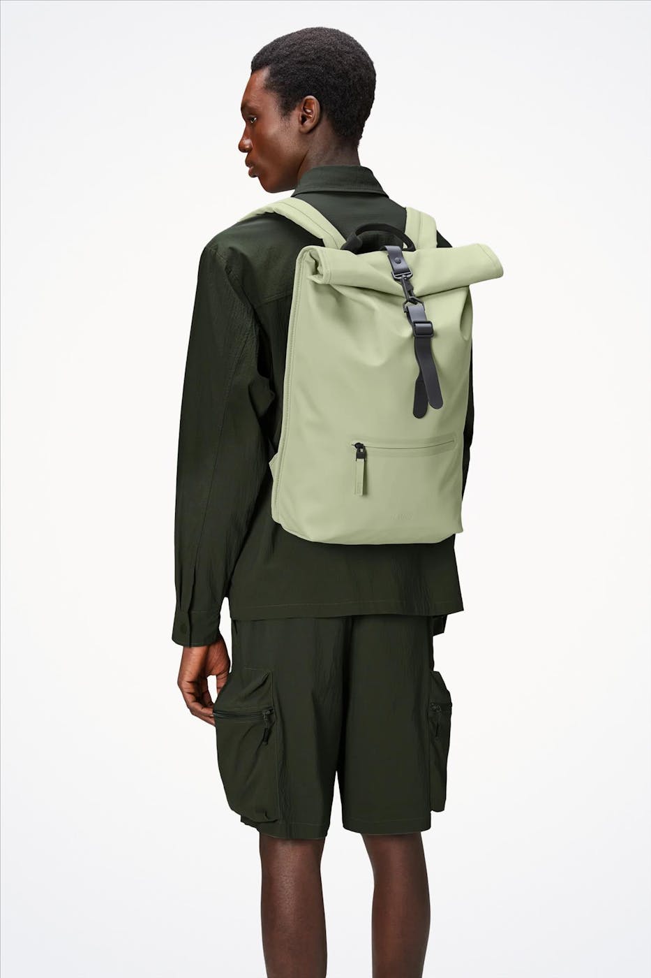 RAINS - Mintgroene Rolltop rugzak