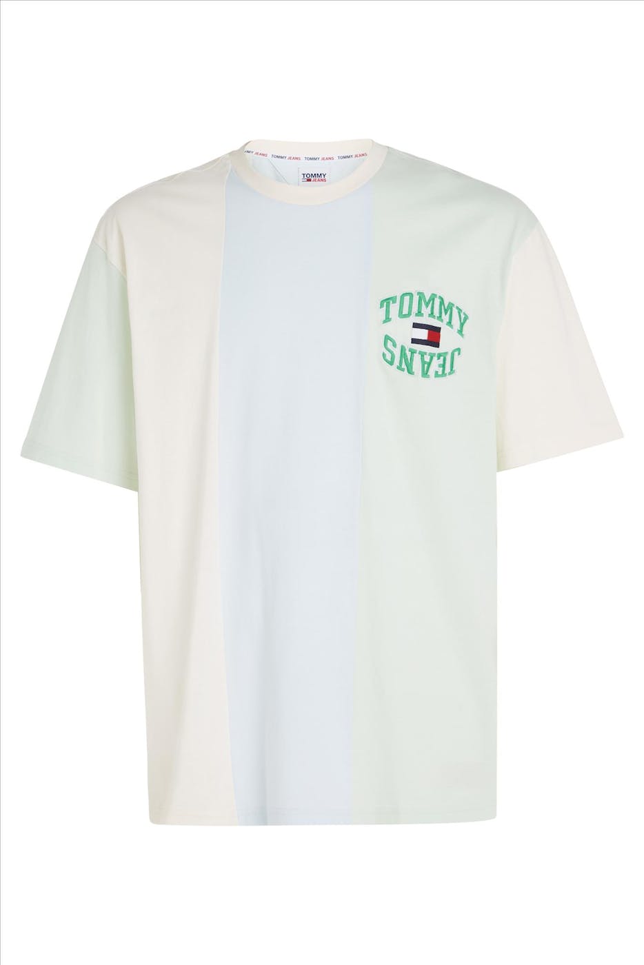 Tommy Jeans - Wit-blauw-groene Skate Stripe T-shirt