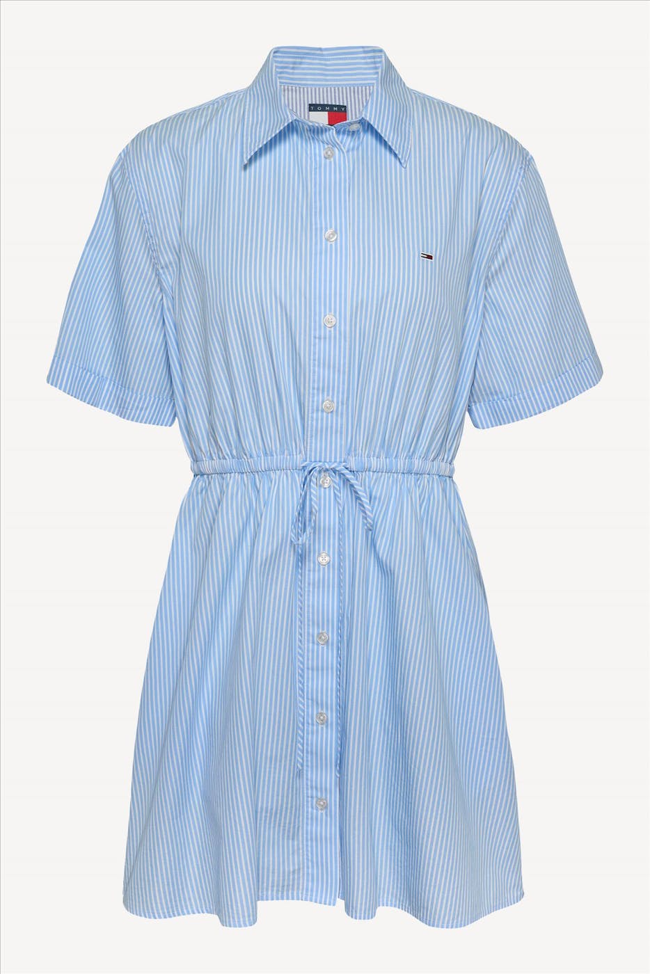 Tommy Jeans - Lichtblauw-Witte Mini Stripe jurk
