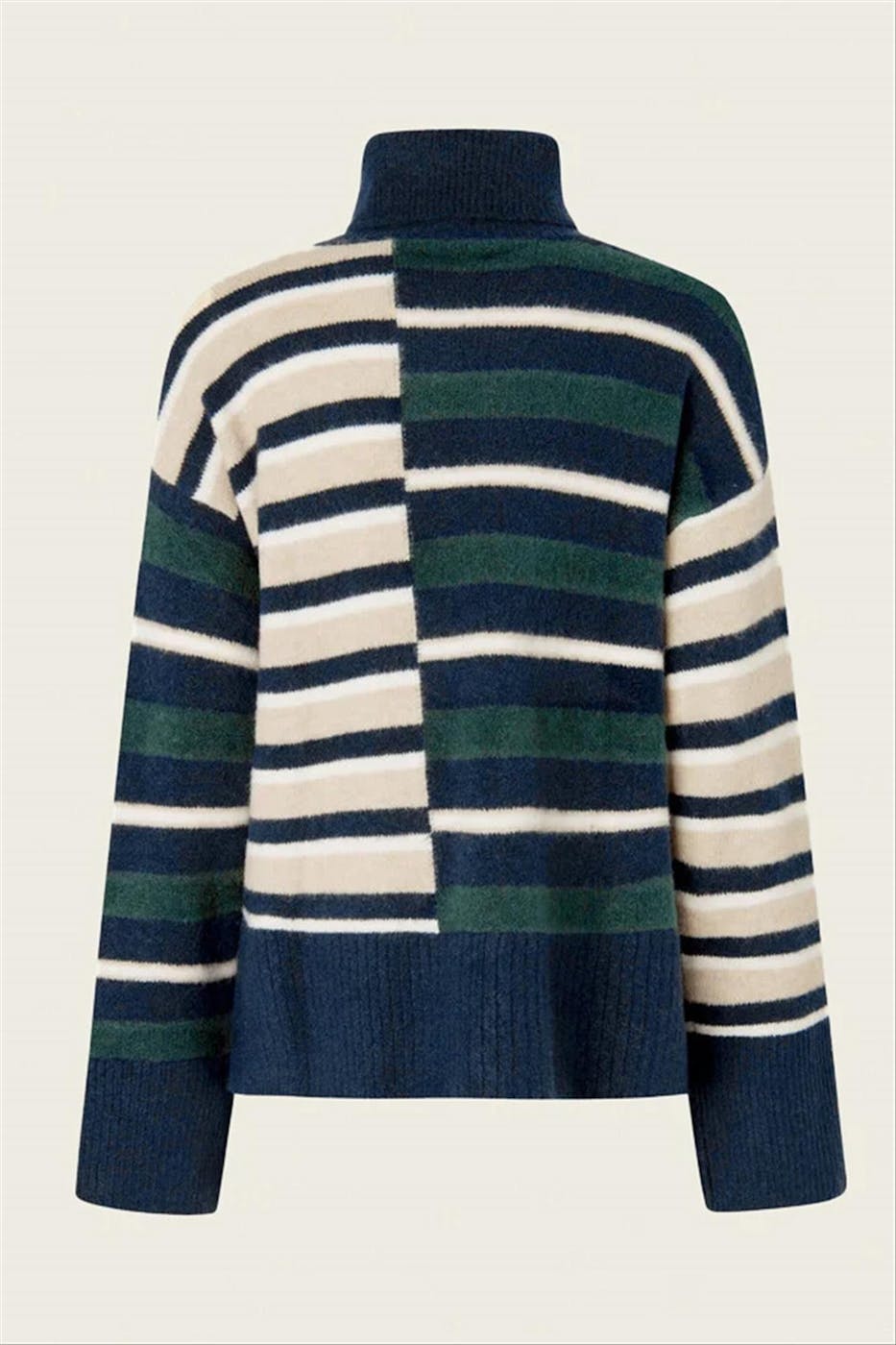 Pepe Jeans London - Donkerblauw-ecru Striped Turtleneck trui