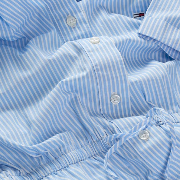 Tommy Jeans - Lichtblauw-Witte Mini Stripe jurk