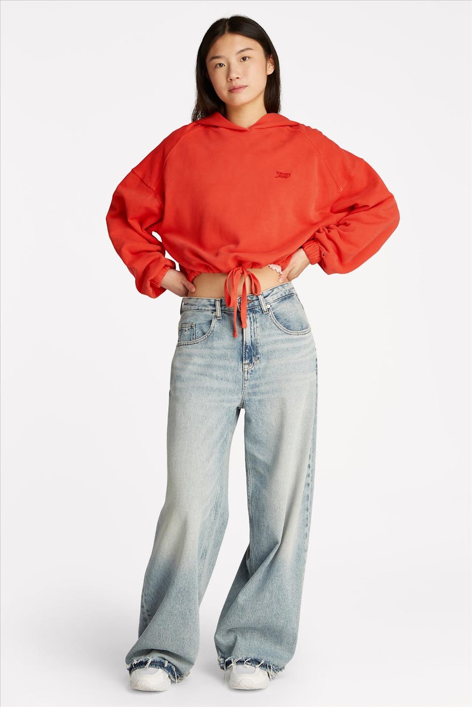 Tommy Jeans - Rode Cropped Logo hoodie