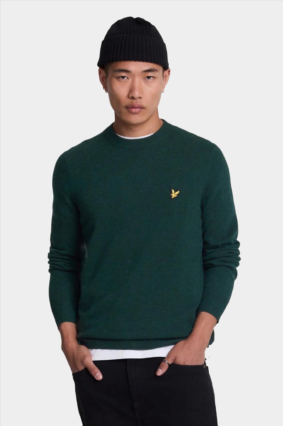 Lyle & Scott - Donkergroene Lambswool Blend trui