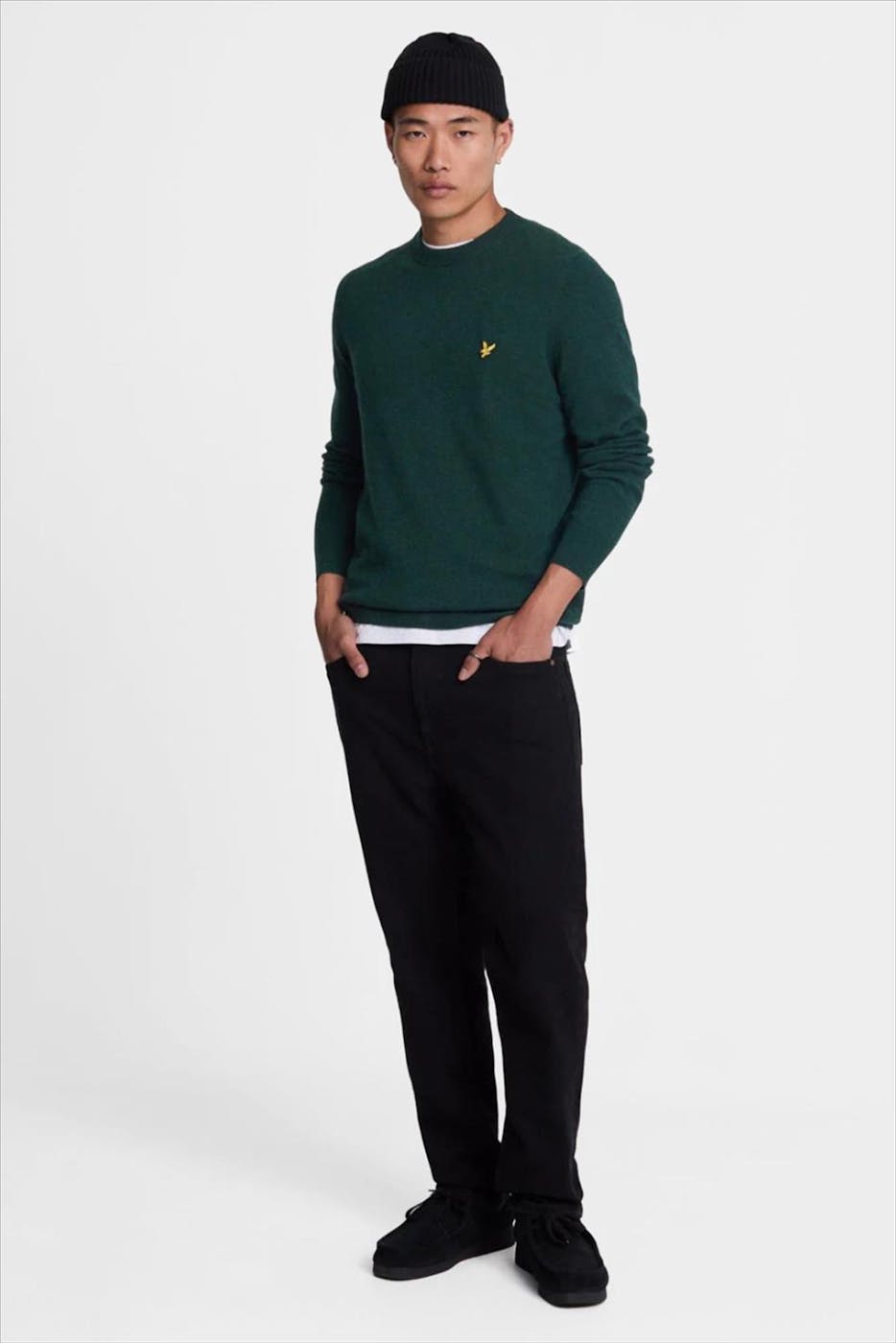 Lyle & Scott - Donkergroene Lambswool Blend trui