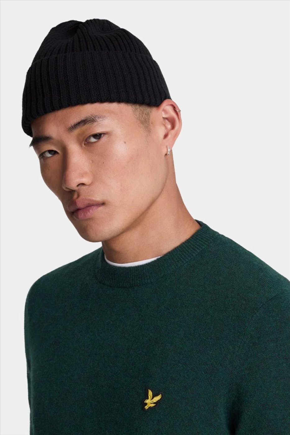 Lyle & Scott - Donkergroene Lambswool Blend trui
