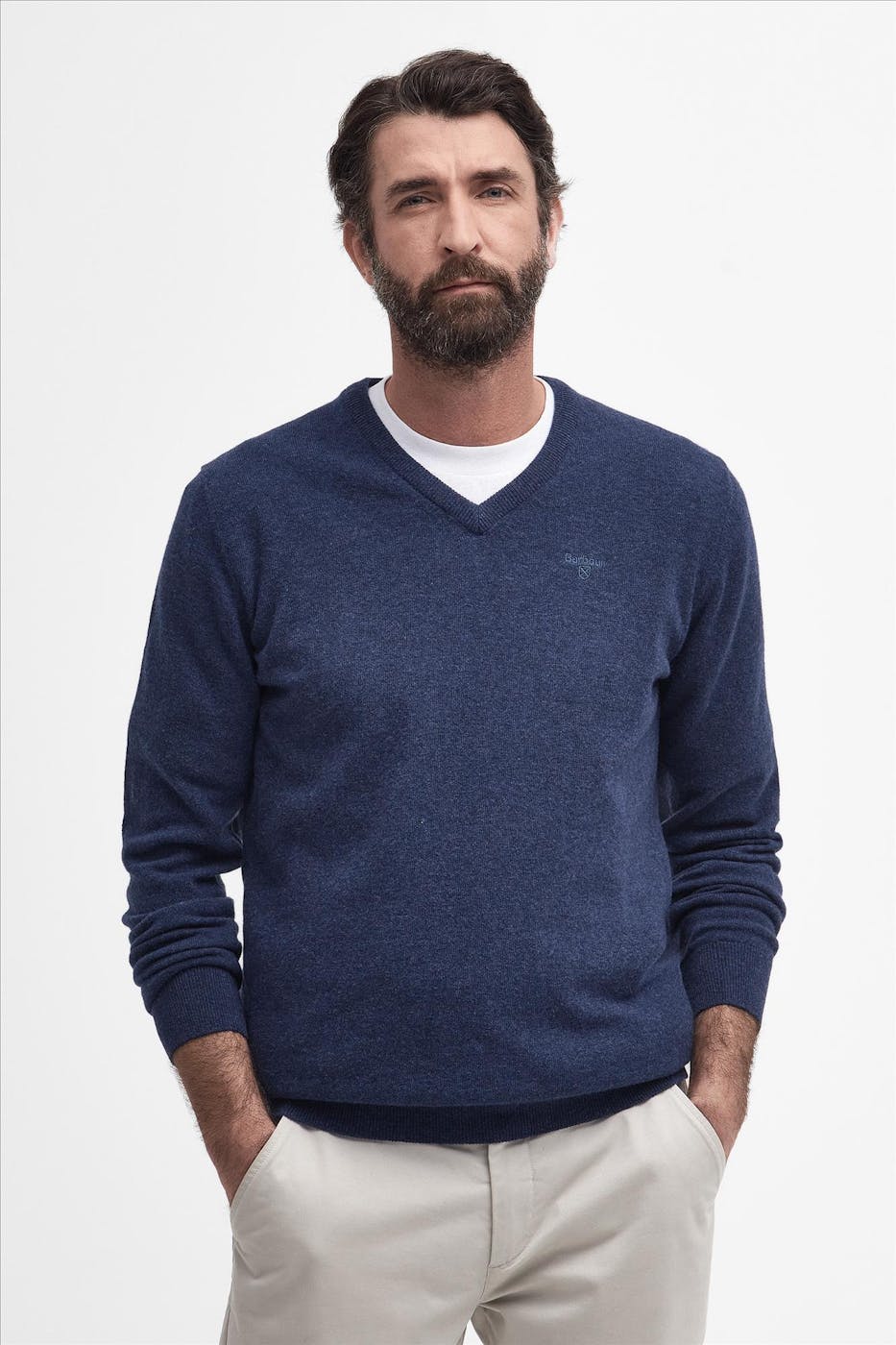 Barbour - Donkerblauwe Essential V-neck trui