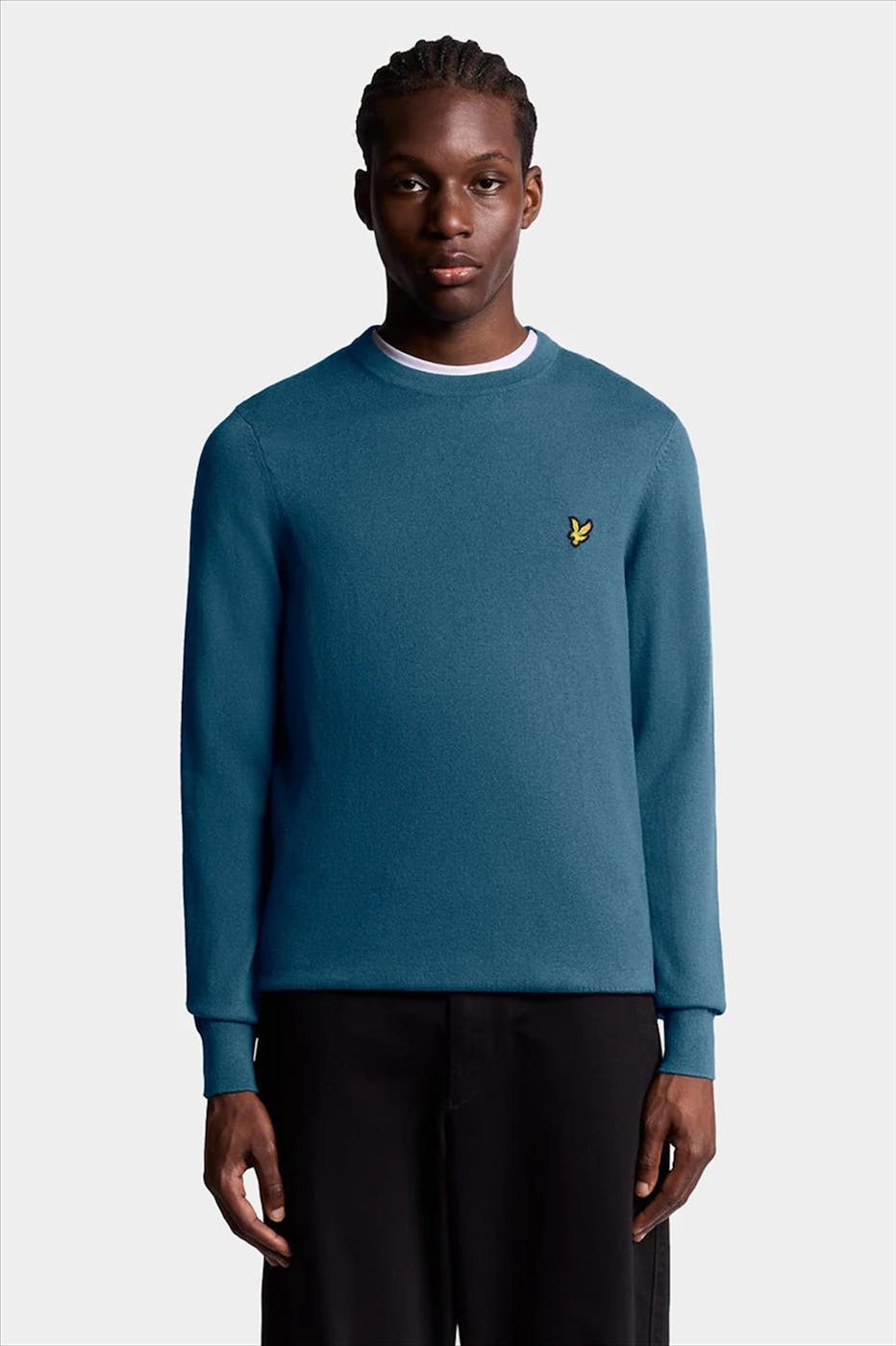 Lyle & Scott - Blauwe Cotton Merino trui