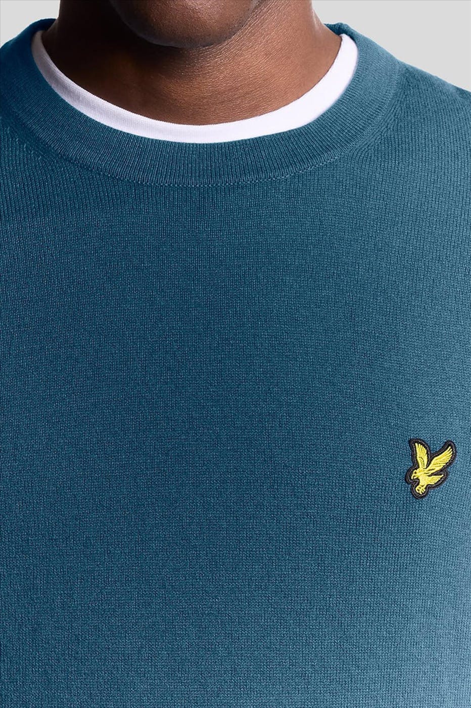 Lyle & Scott - Blauwe Cotton Merino trui