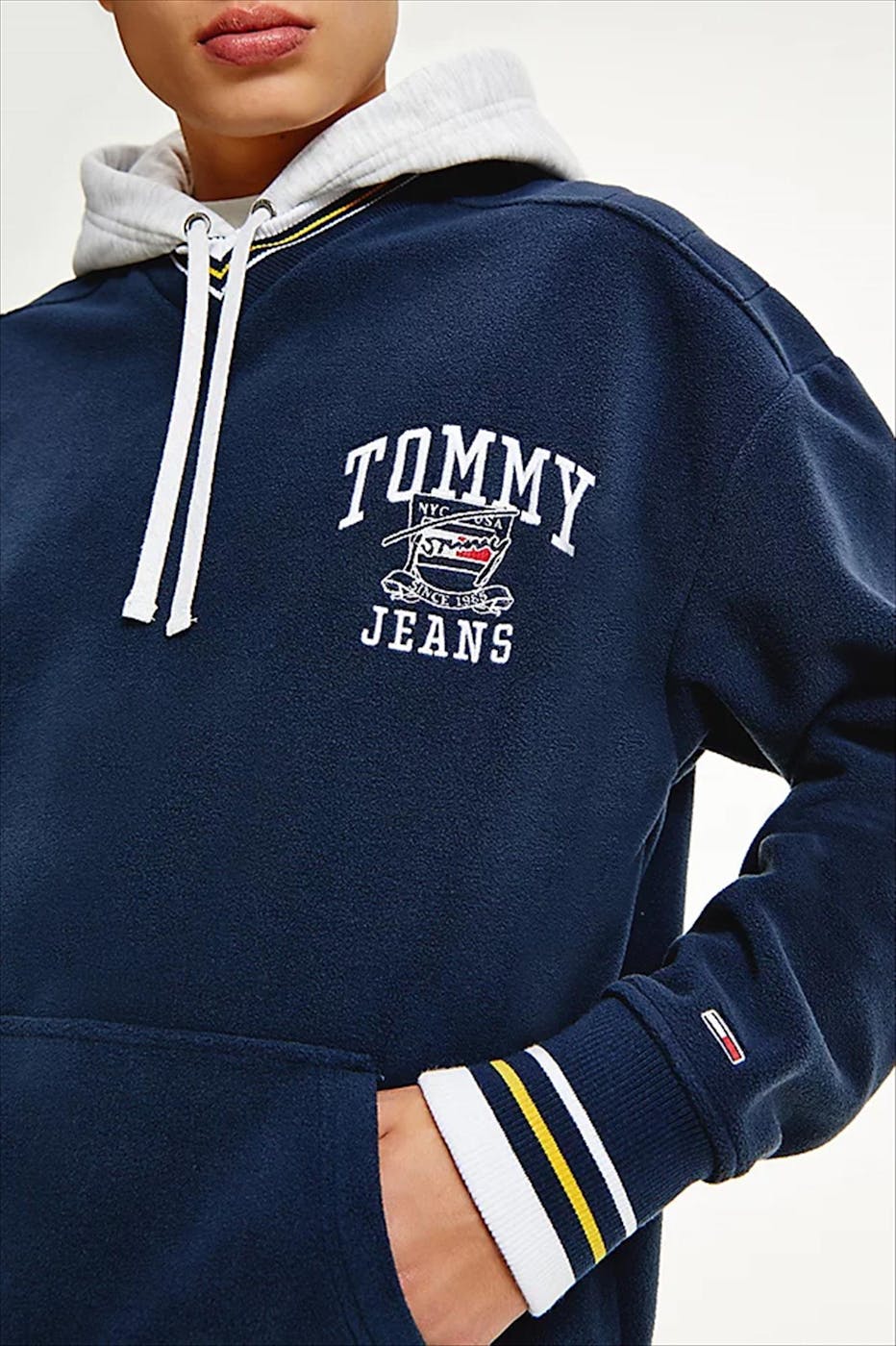 Tommy Jeans - Donkerblauwe TJM Polar V-Neck Hoodie