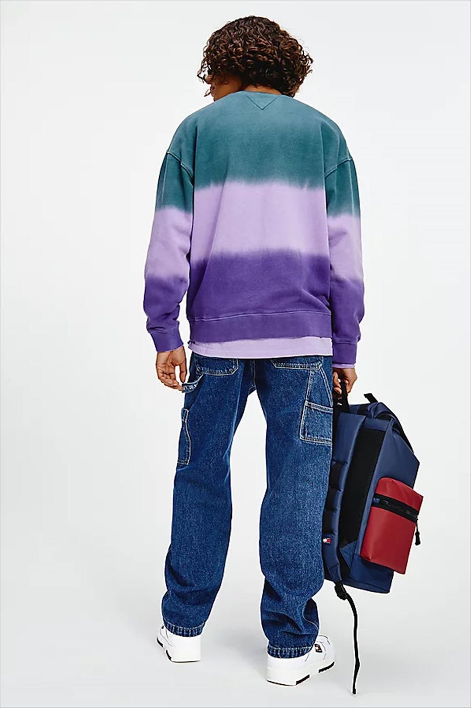 Tommy Jeans - Groen-paarse TJM Colorblock Tie-Dye Crew sweater