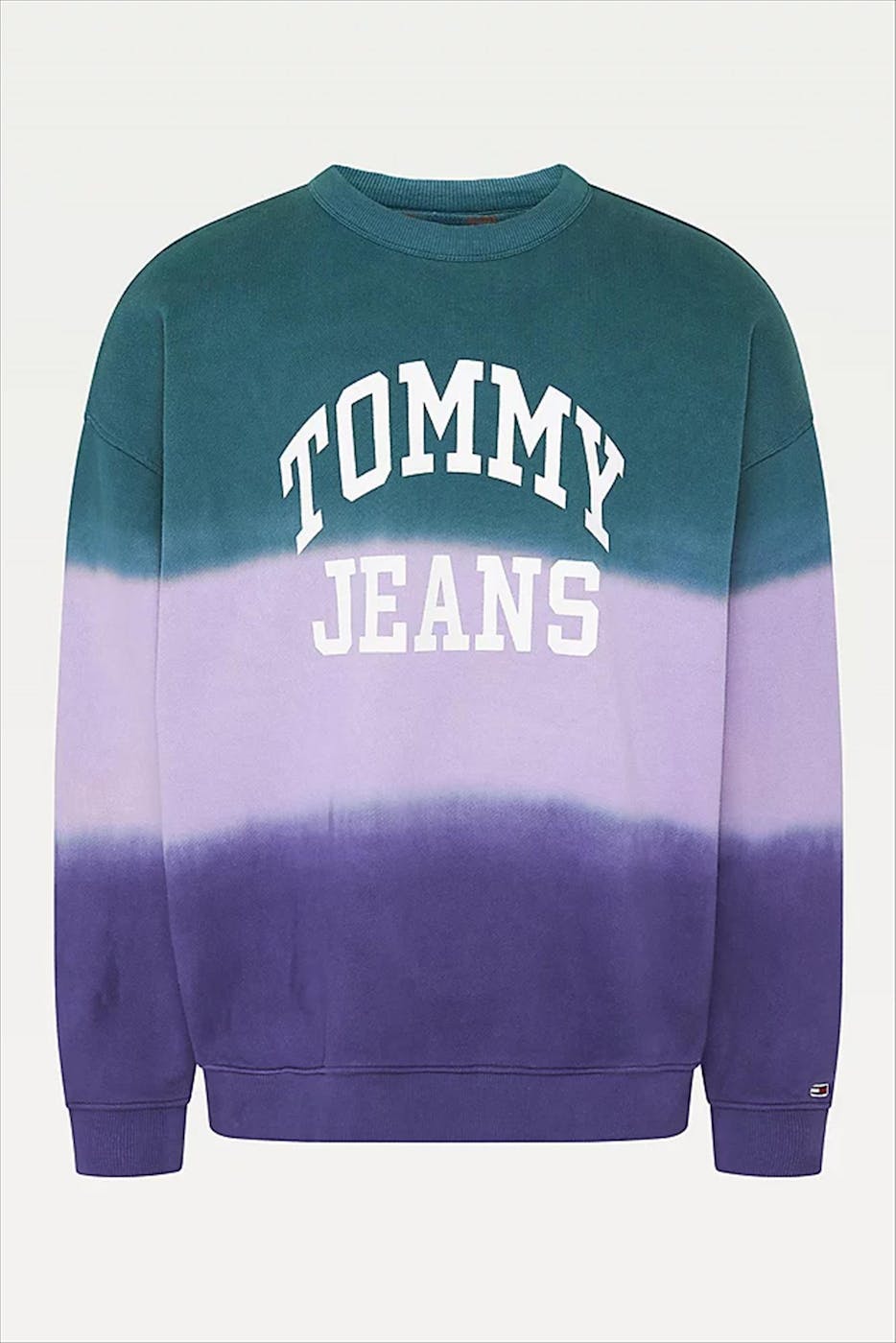 Tommy Jeans - Groen-paarse TJM Colorblock Tie-Dye Crew sweater