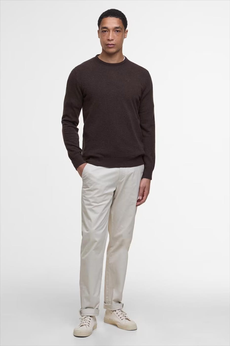 Barbour - Donkerbruine Essential trui