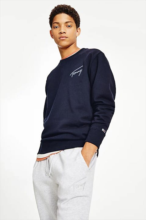 Tommy Jeans - Donkerblauwe TJM Tommy Signature Crew sweater