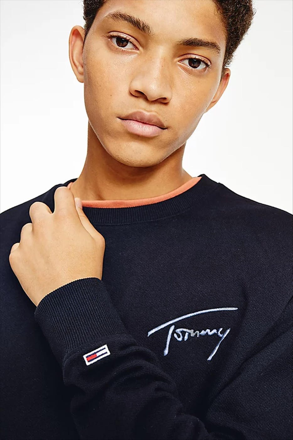 Tommy Jeans - Donkerblauwe TJM Tommy Signature Crew sweater