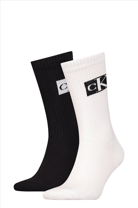 Calvin Klein - Zwart-witte 2-pack Crew sokken, maat: one size