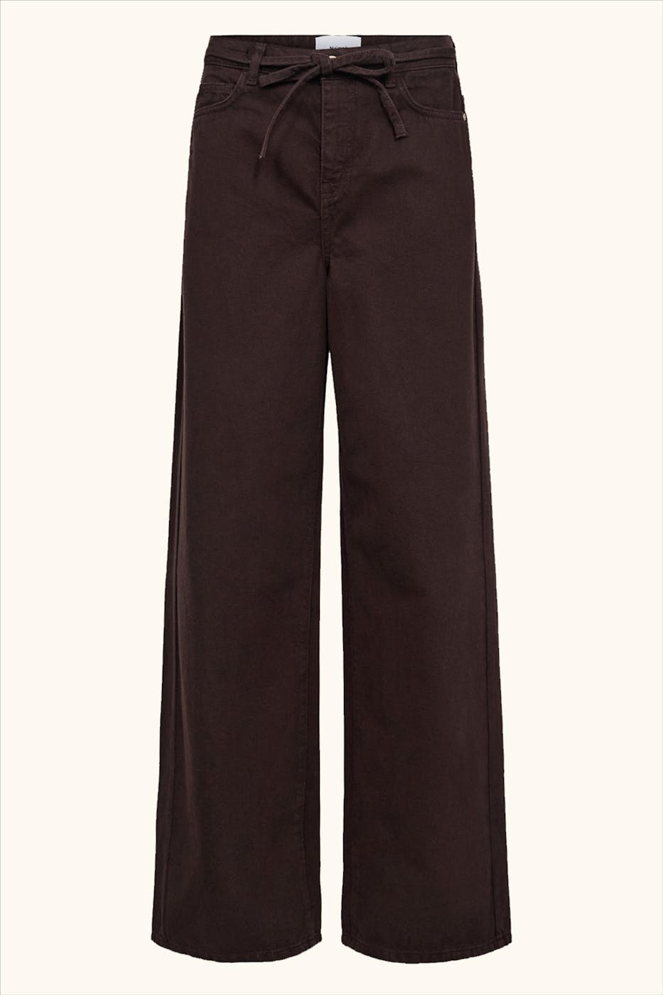 Nümph - Donkerbruine Brooklyn Solid wide jeans