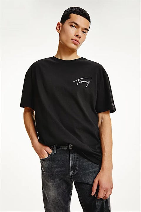 Tommy Jeans - Zwarte TJM Tommy Signature T-shirt