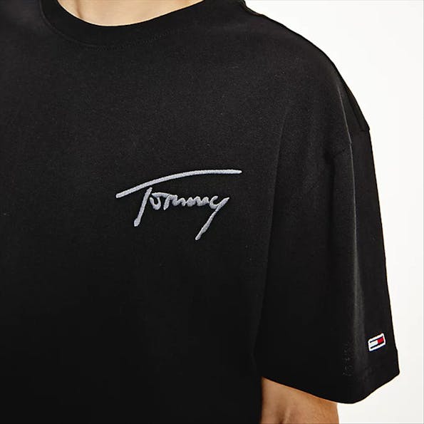 Tommy Jeans - Zwarte TJM Tommy Signature T-shirt