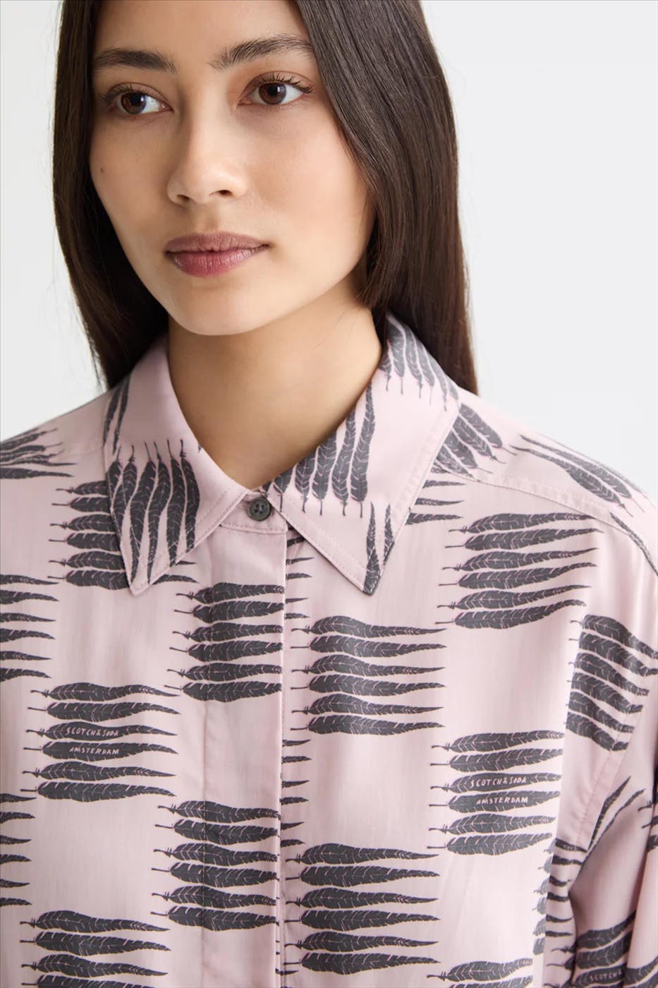 Scotch & Soda - Lichtroze Printed Utility blouse