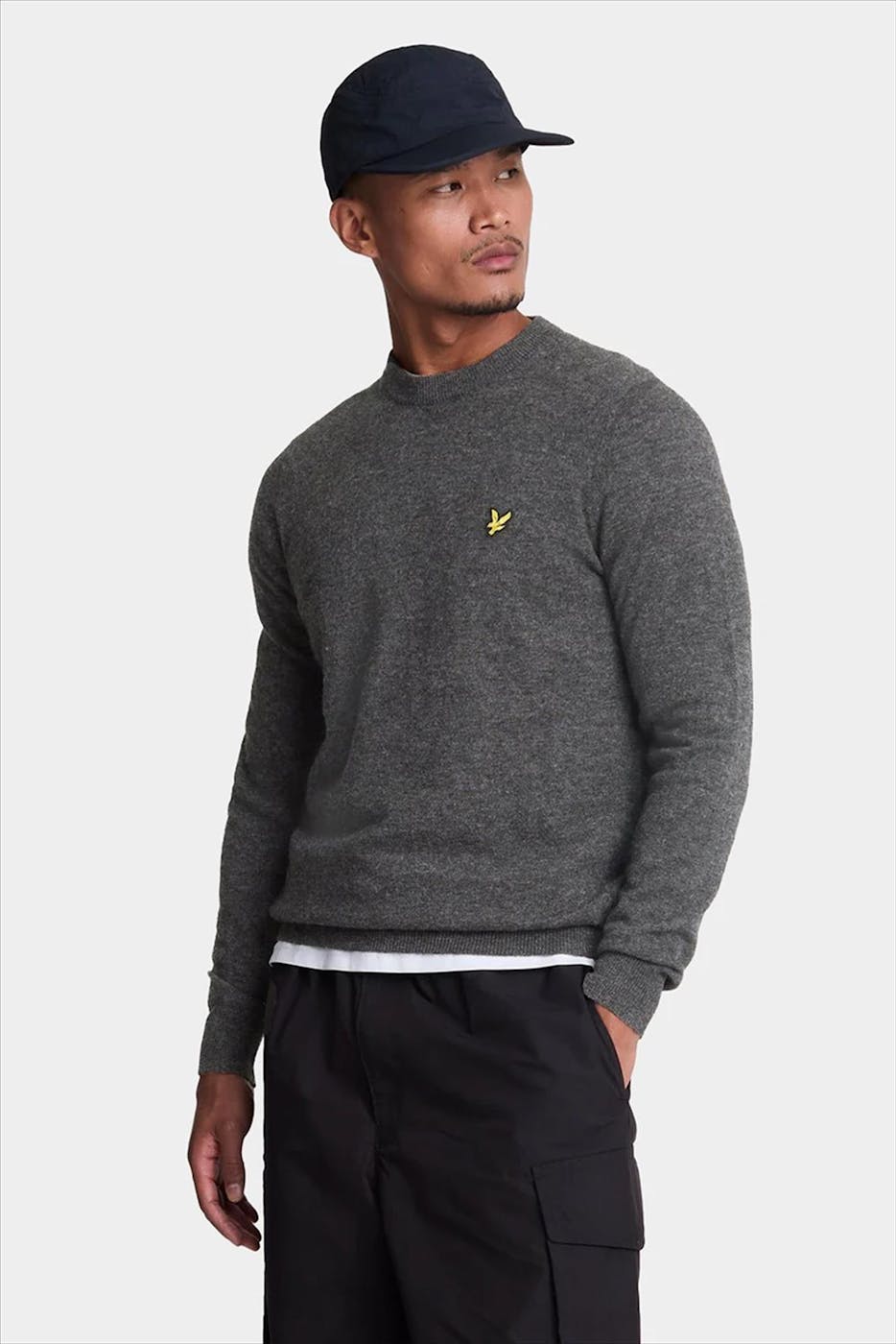 Lyle & Scott - Donkergrijze Crew Neck trui