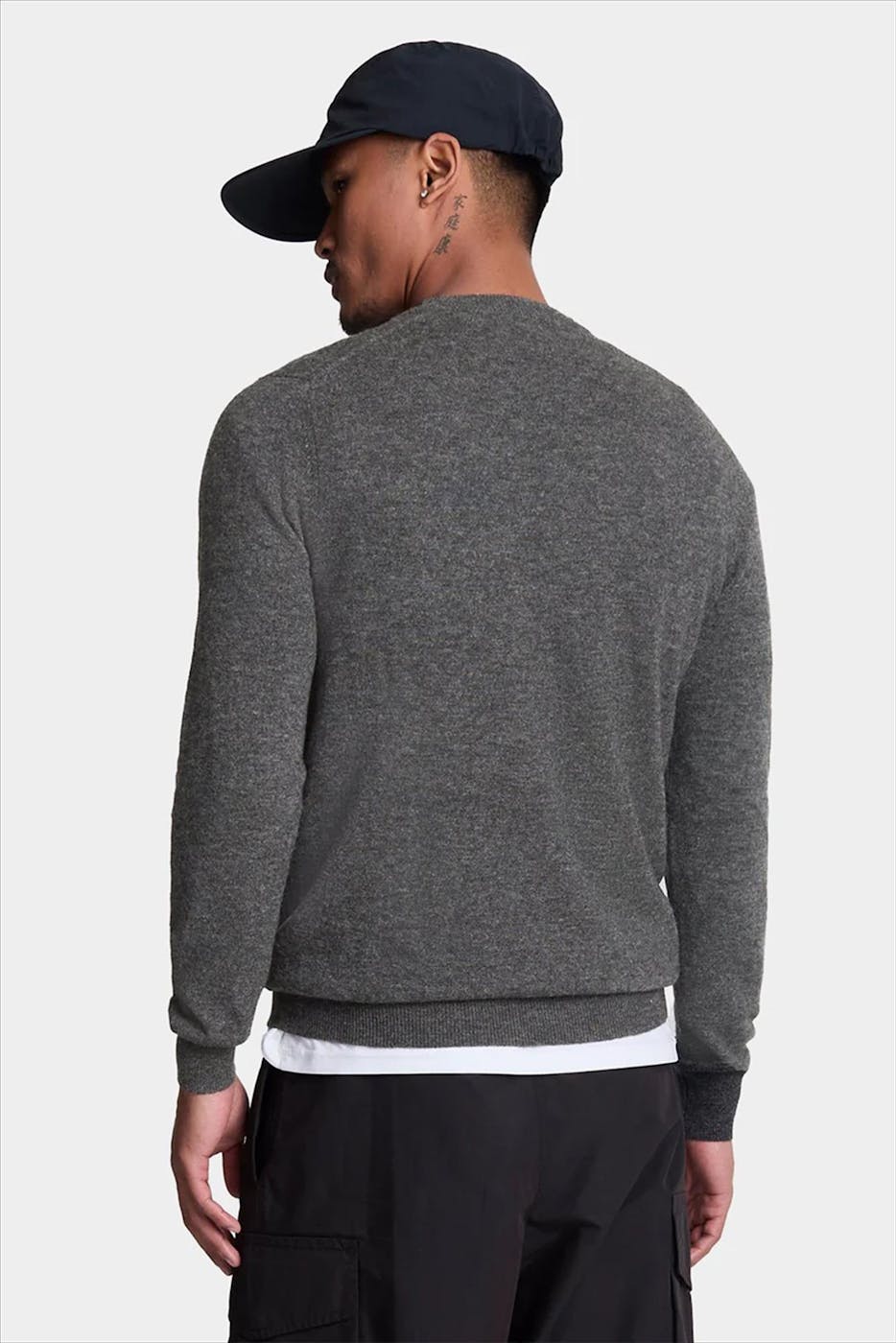 Lyle & Scott - Donkergrijze Crew Neck trui