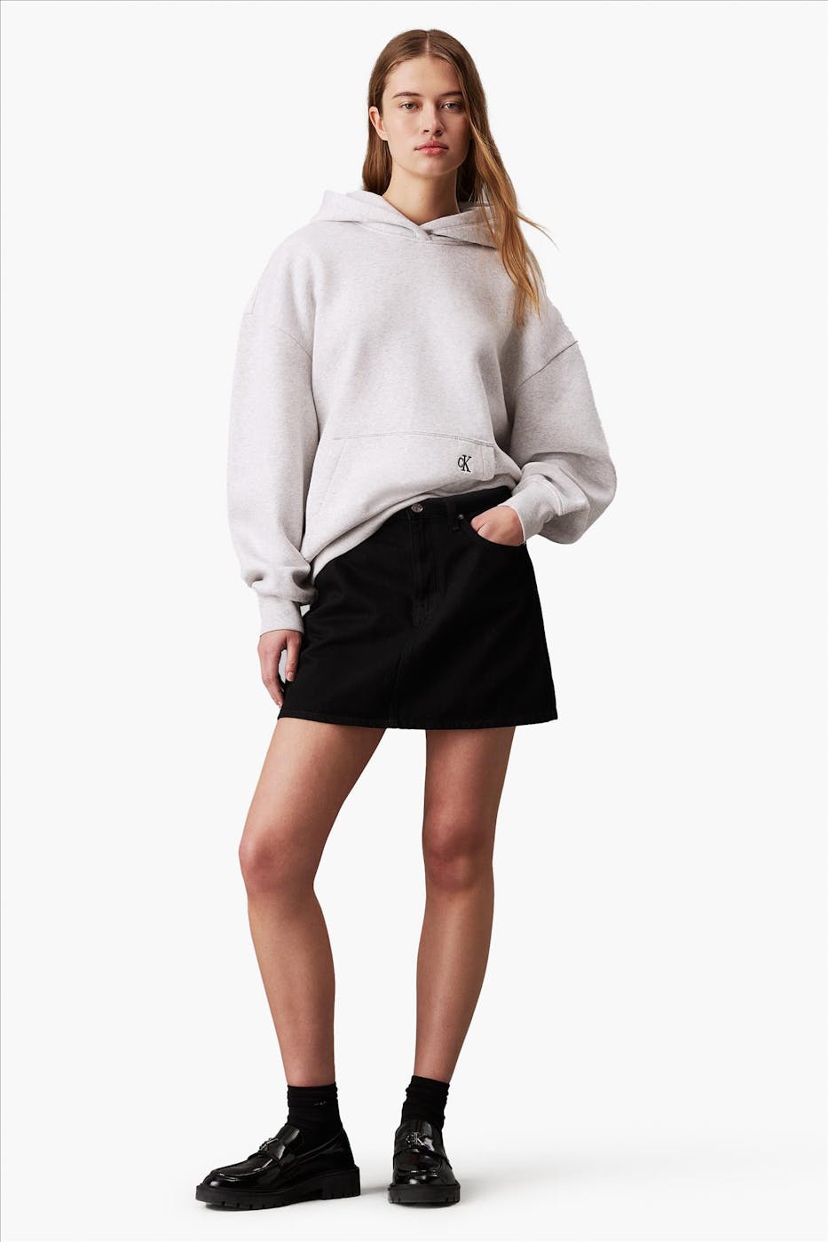 Calvin Klein Jeans - Lichtgrijze Logo Rug hoodie