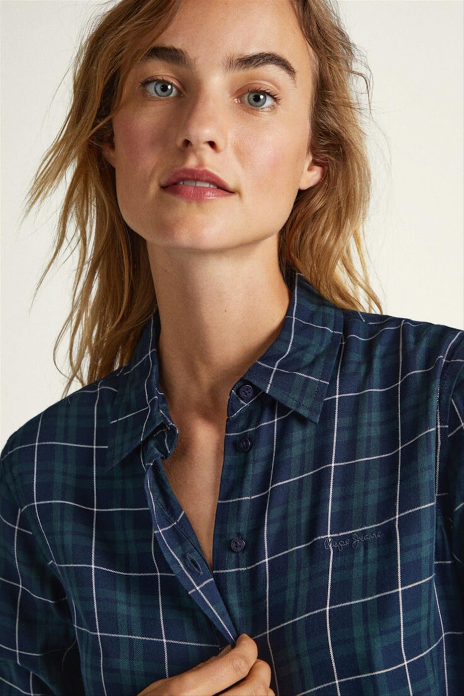 Pepe Jeans London - Donkerblauw-groen Regular Fit Checked hemd