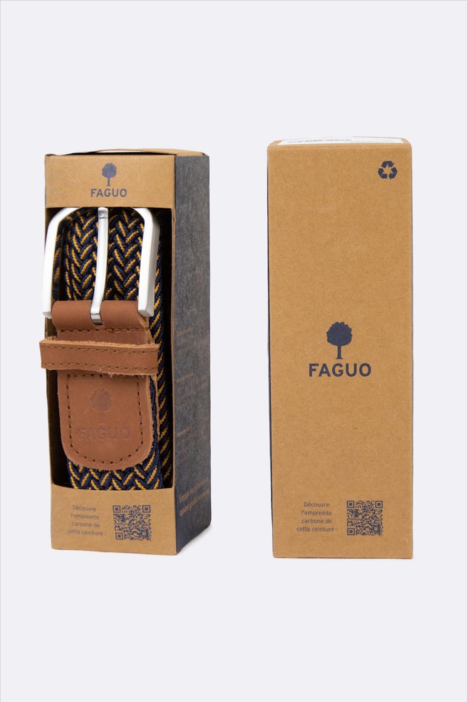 Faguo - Donkerblauw-bruine Gevlochten riem