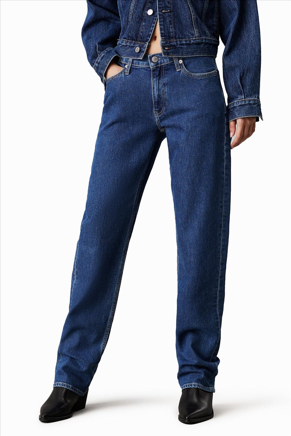Calvin Klein Jeans - Donkerblauwe Low Straight jeans
