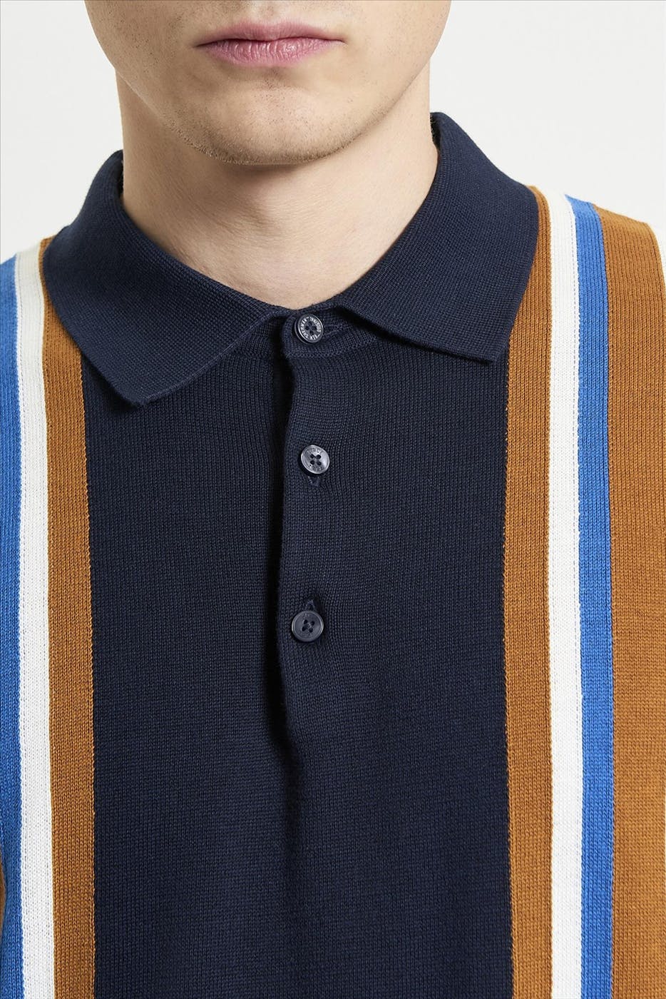 Ben Sherman - Donkerblauwe Vertical Stripe Knitted polo