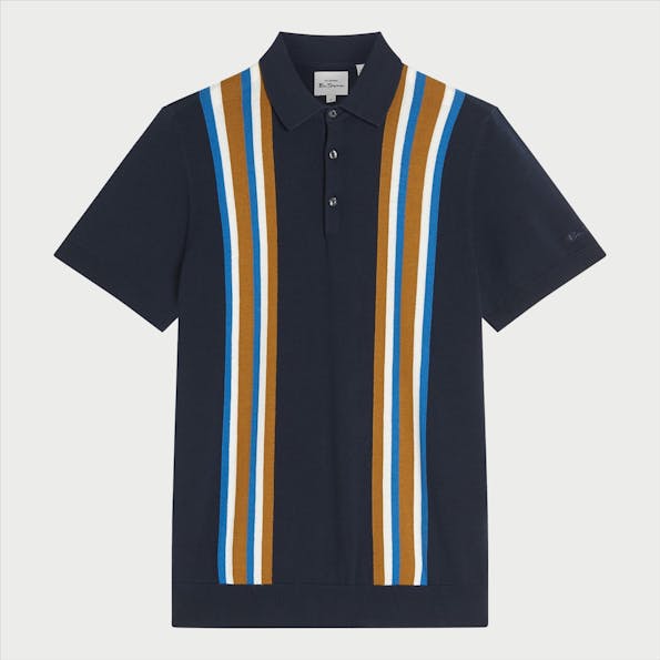 Ben Sherman - Donkerblauwe Vertical Stripe Knitted polo