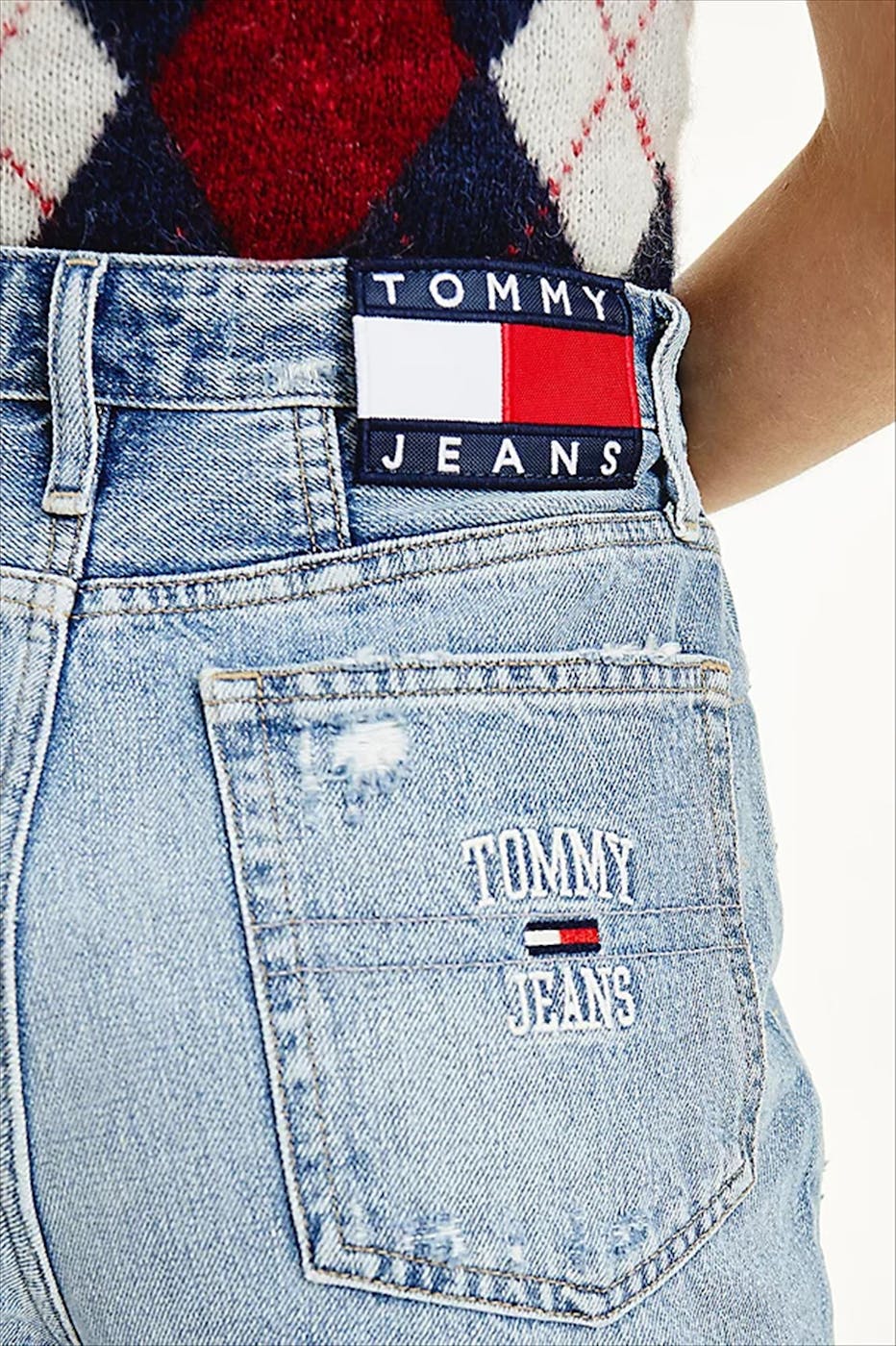 Tommy Jeans - Lichtblauwe Mom Jean straight tapered jeans
