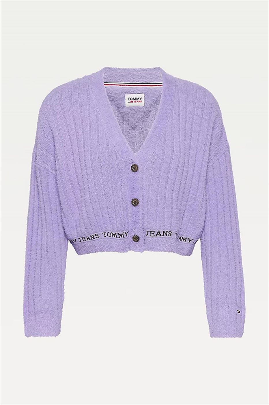 Tommy Jeans - Paarse TJW Crop Furry Cardigan
