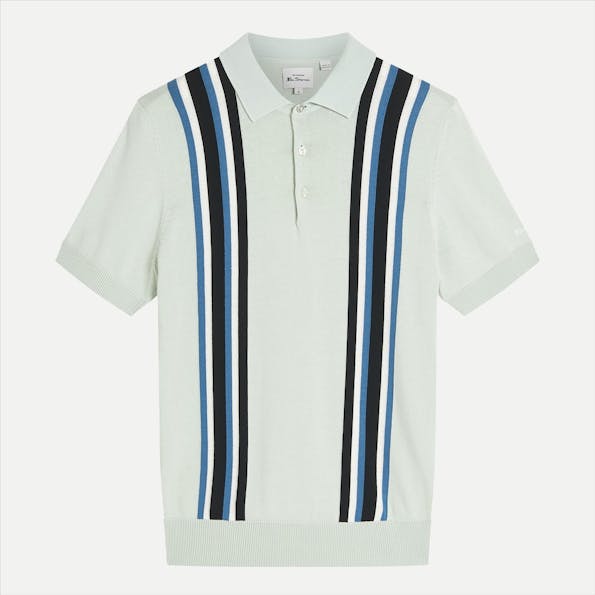 Ben Sherman - Mintgroene Vertical Stripe Knitted polo