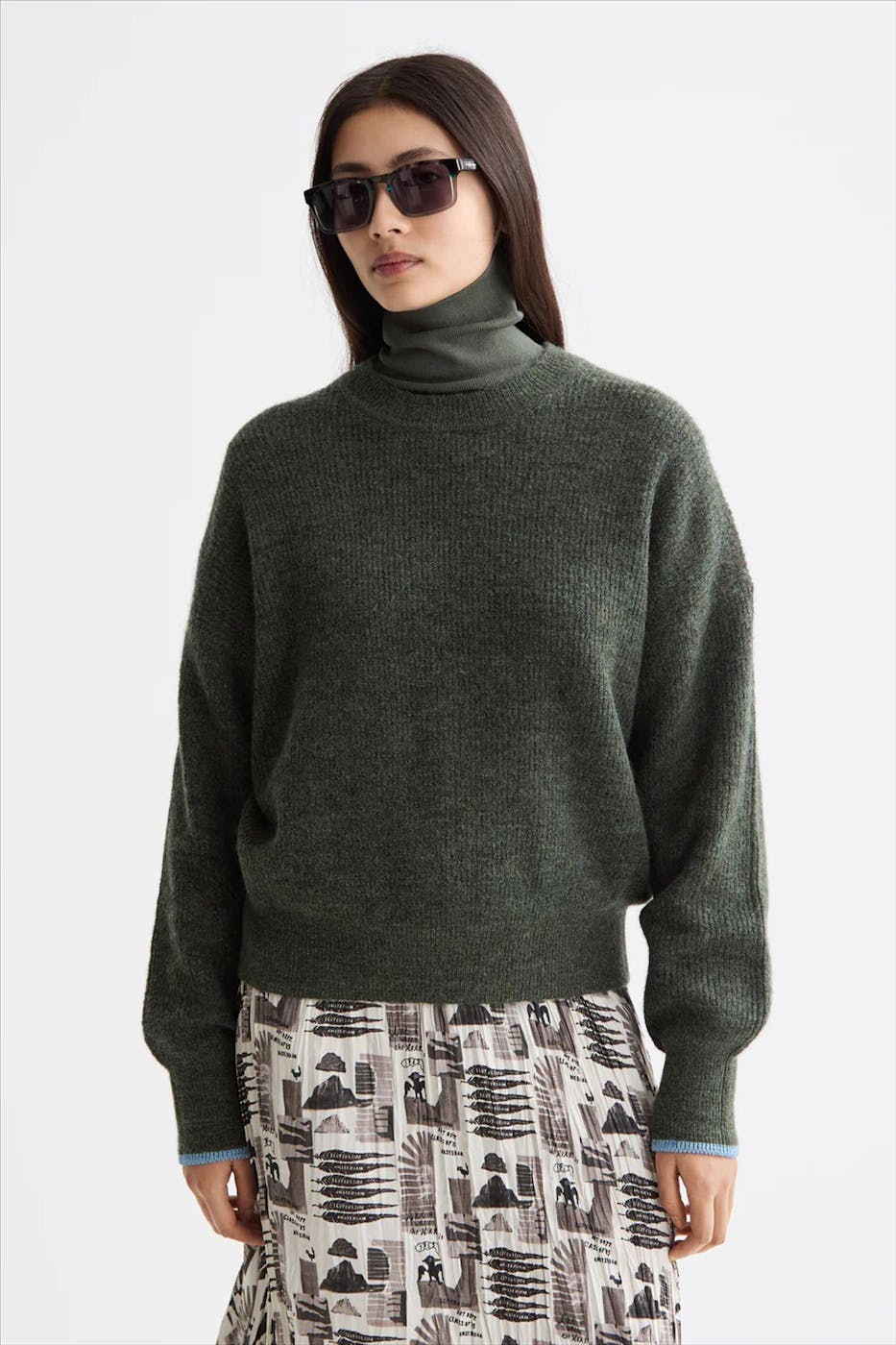 Scotch & Soda - Donkergroene Fuzzy trui