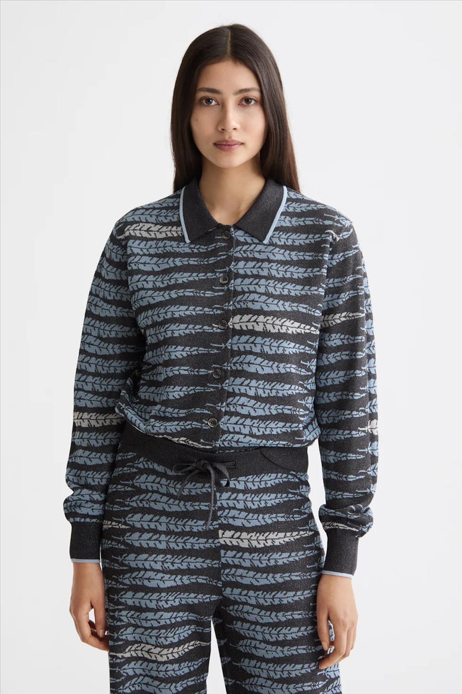 Scotch & Soda - Glittergrijze polotrui met babyblauwe tinten