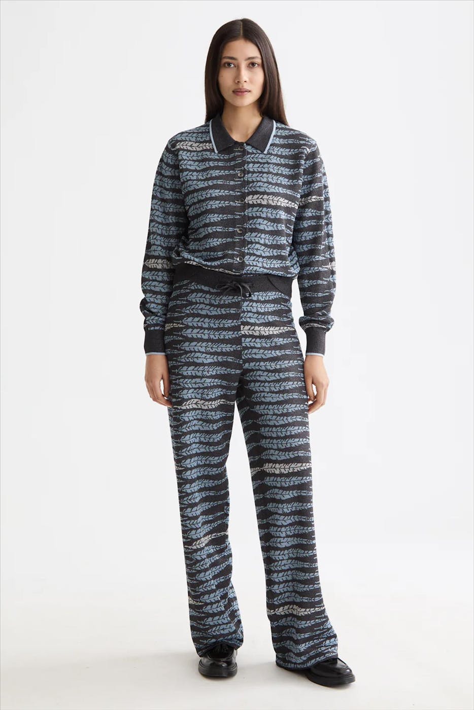 Scotch & Soda - Glittergrijze polotrui met babyblauwe tinten
