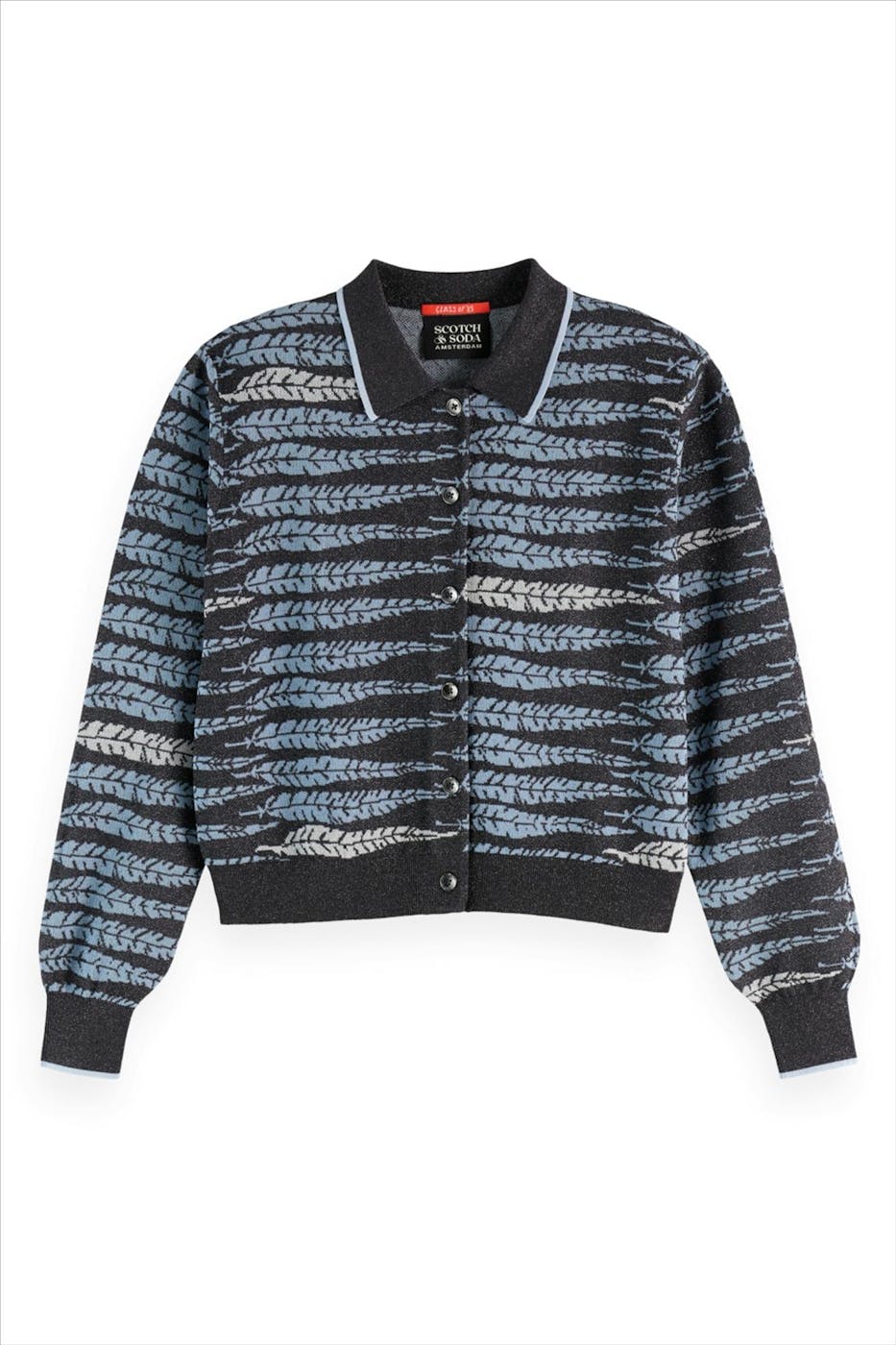 Scotch & Soda - Glittergrijze polotrui met babyblauwe tinten