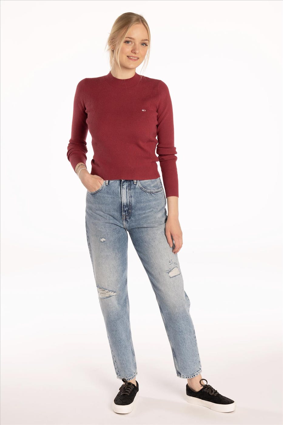 Tommy Jeans - Bordeaux rib trui