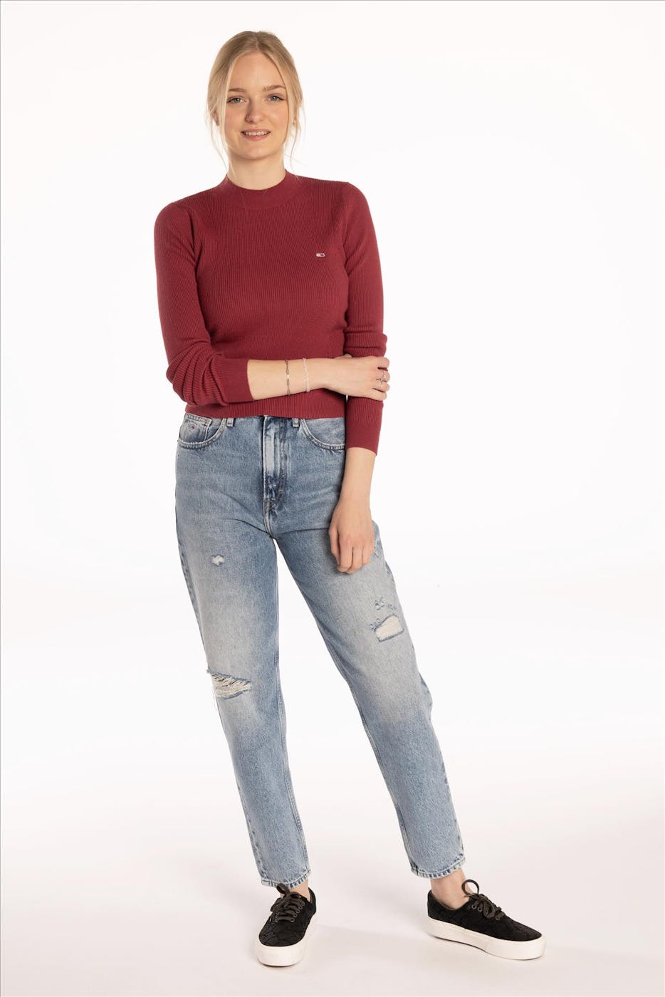 Tommy Jeans - Bordeaux rib trui