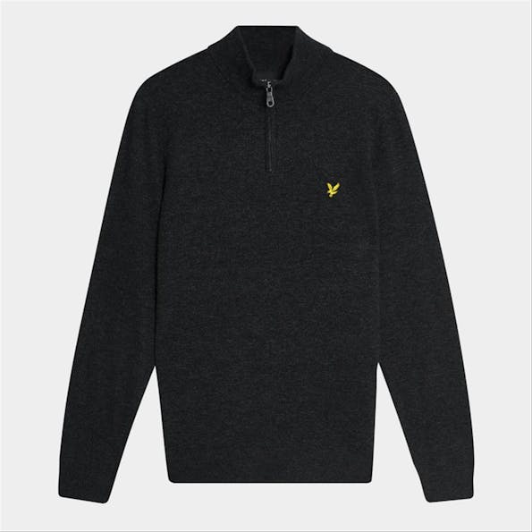 Lyle & Scott - Donkergrijze Wool Blend 1/4 Zip trui
